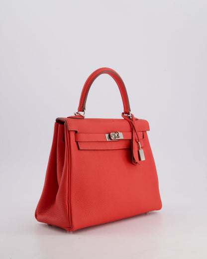 Hermès Kelly Bag 25cm Retourne in Rouge Vif Leather with Palladium Hardware