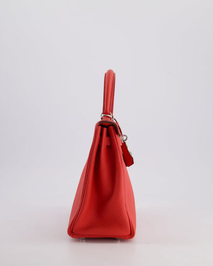 Hermès Kelly Bag 25cm Retourne in Rouge Vif Leather with Palladium Hardware