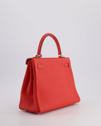 Hermès Kelly Bag 25cm Retourne in Rouge Vif Leather with Palladium Hardware