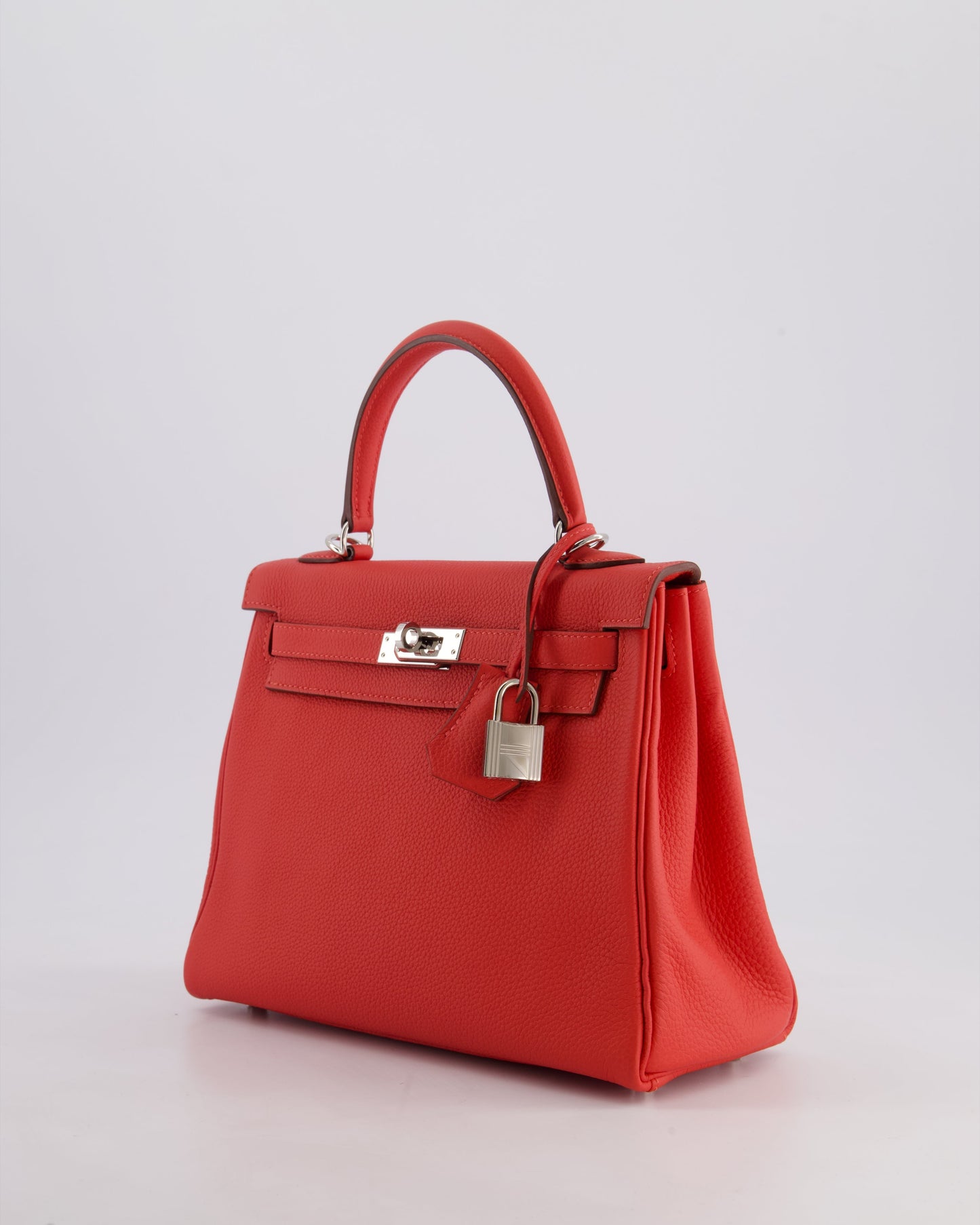 Hermès Kelly Bag 25cm Retourne in Rouge Vif Leather with Palladium Hardware