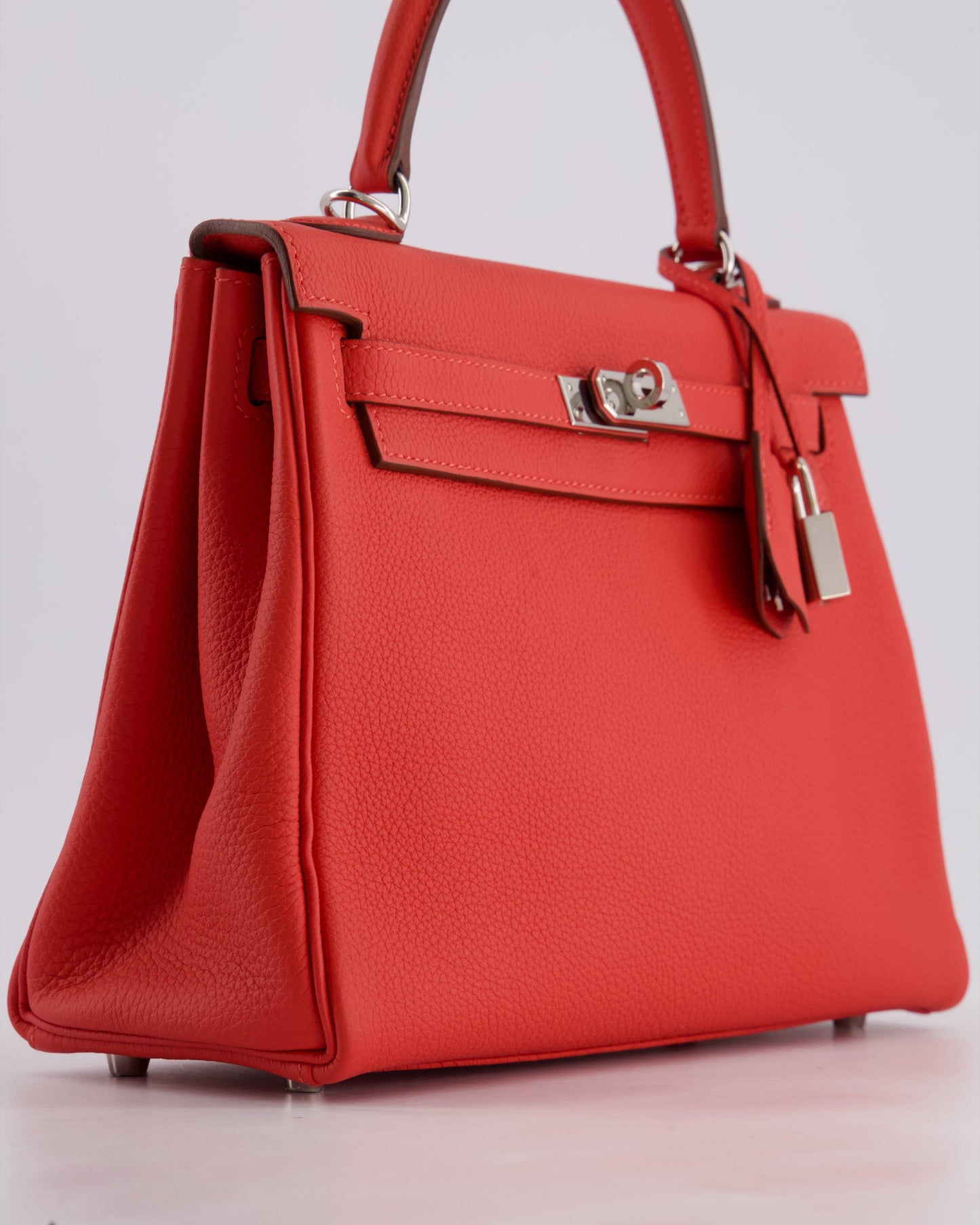 Hermès Kelly Bag 25cm Retourne in Rouge Vif Leather with Palladium Hardware