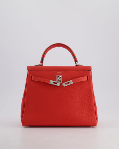 Hermès Kelly Bag 25cm Retourne in Rouge Vif Leather with Palladium Hardware