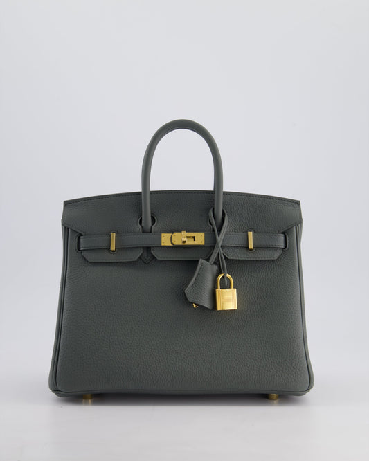 *SUPER HOT COLOUR* Hermès Birkin 25cm Retourne Bag in Vert Amande Togo Leather with Gold Hardware