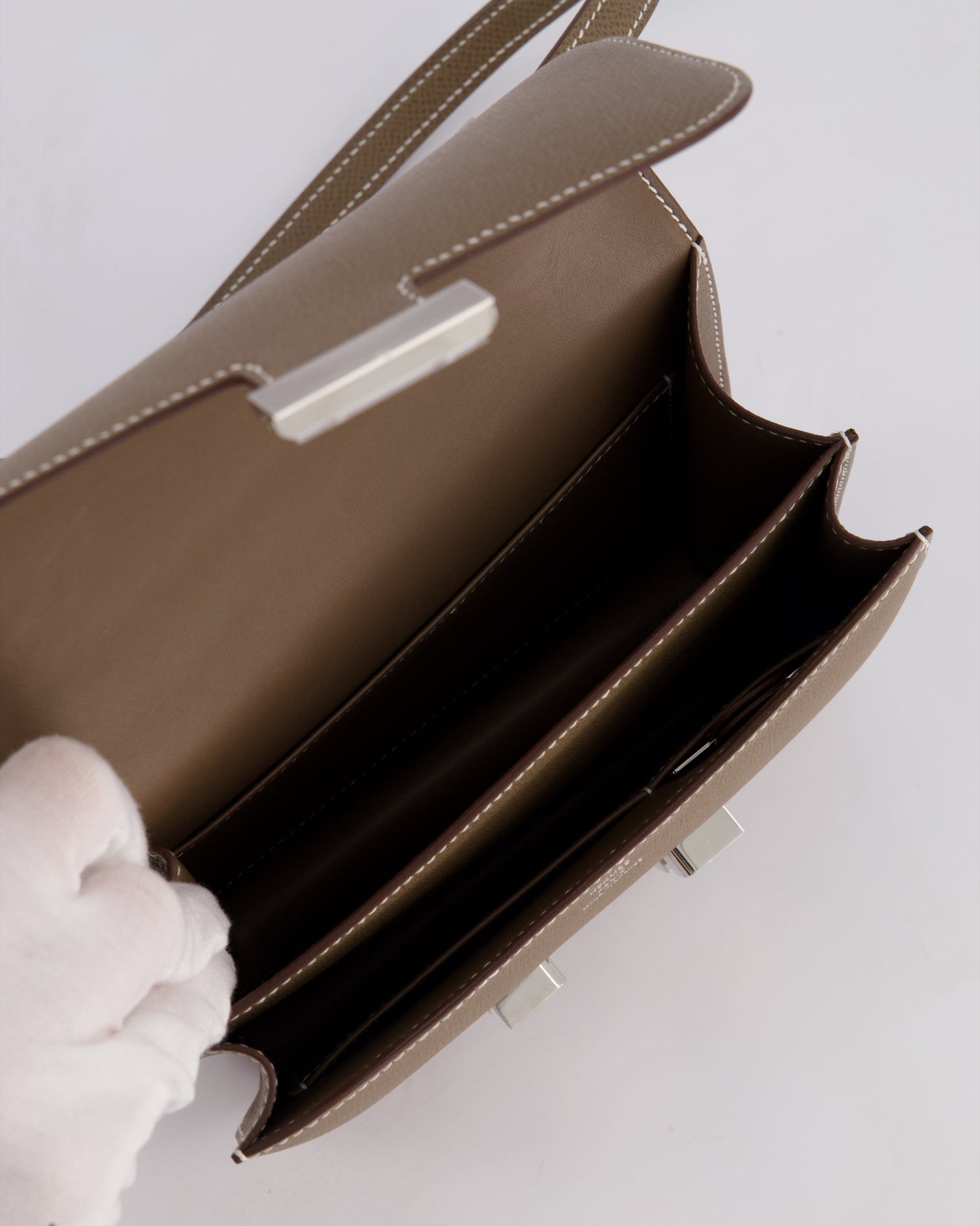 Hermès Constance III Mini 18cm Miroir Bag in Etoupe Epsom Leather with Palladium Hardware