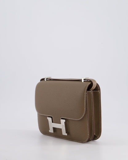 Hermès Constance III Mini 18cm Miroir Bag in Etoupe Epsom Leather with Palladium Hardware