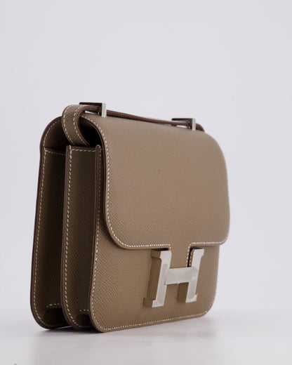 Hermès Constance III Mini 18cm Miroir Bag in Etoupe Epsom Leather with Palladium Hardware