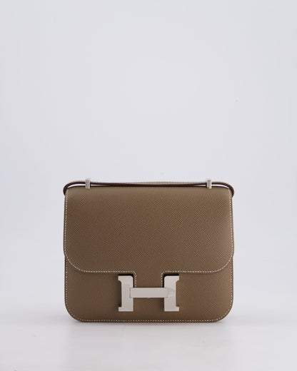 Hermès Constance III Mini 18cm Miroir Bag in Etoupe Epsom Leather with Palladium Hardware