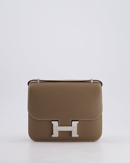 Hermès Constance III Mini 18cm Miroir Bag in Etoupe Epsom Leather with Palladium Hardware
