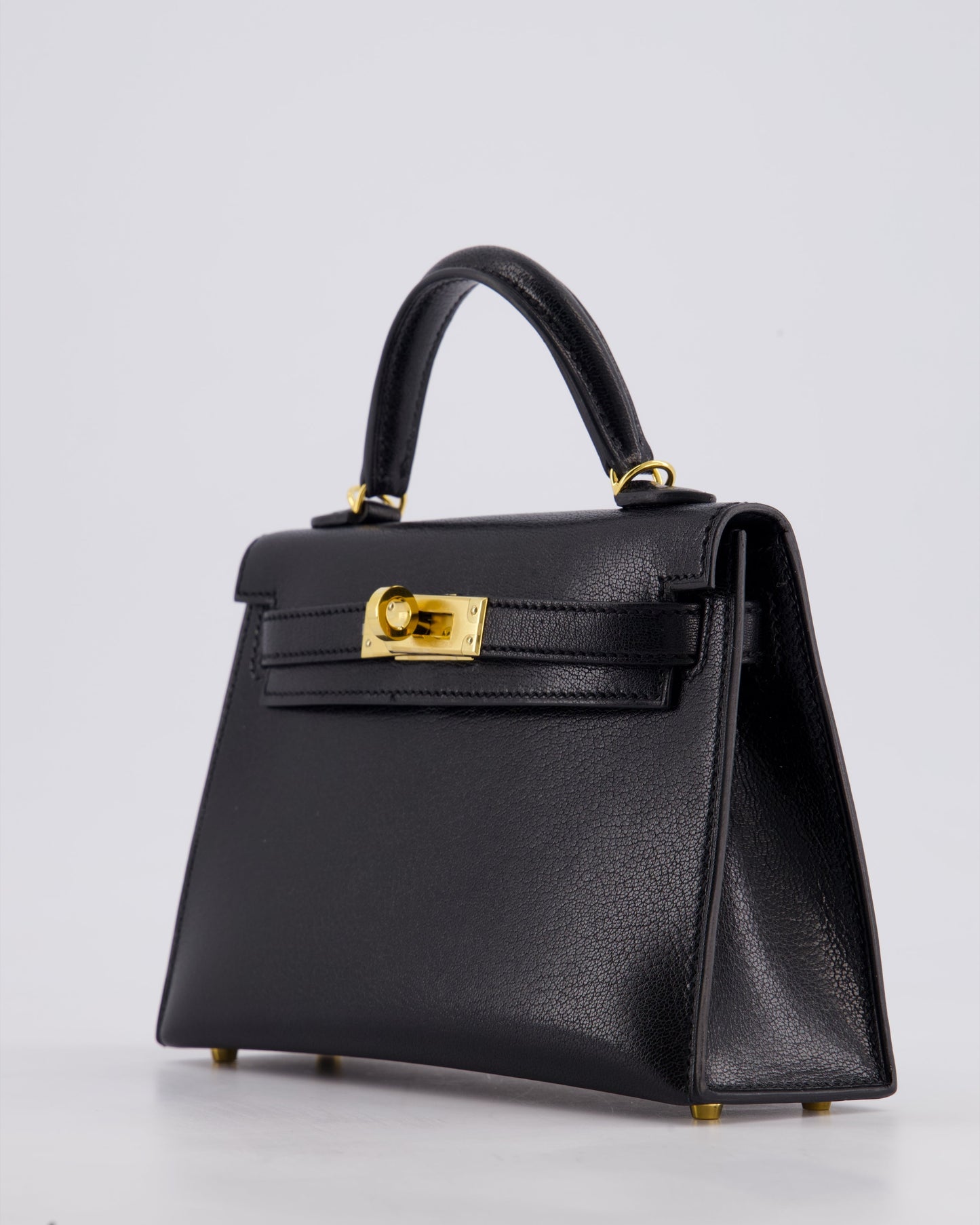 *HOT* Hermès Mini Kelly II 20cm Bag In Black Chèvre Chamkila Leather with Gold Hardware