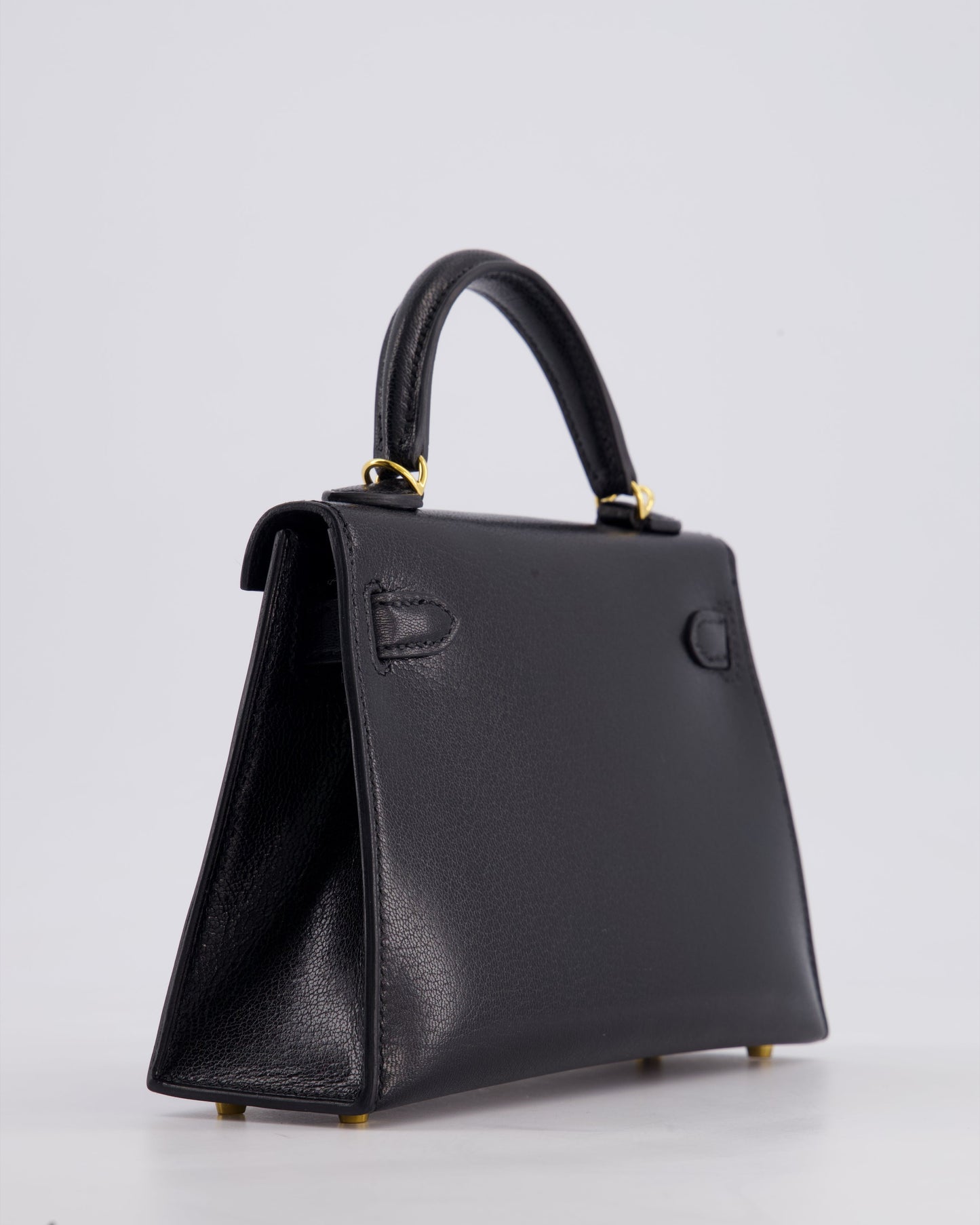 *HOT* Hermès Mini Kelly II 20cm Bag In Black Chèvre Chamkila Leather with Gold Hardware