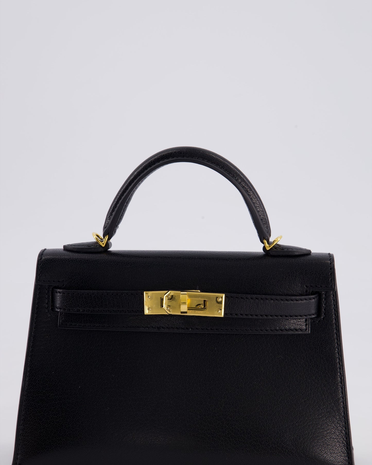 *HOT* Hermès Mini Kelly II 20cm Bag In Black Chèvre Chamkila Leather with Gold Hardware