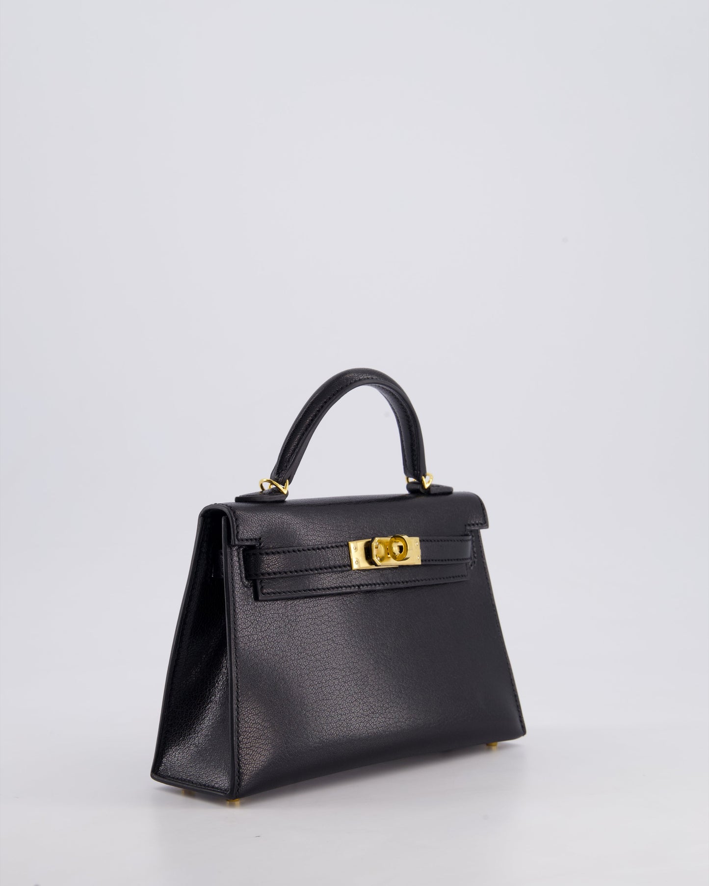 *HOT* Hermès Mini Kelly II 20cm Bag In Black Chèvre Chamkila Leather with Gold Hardware