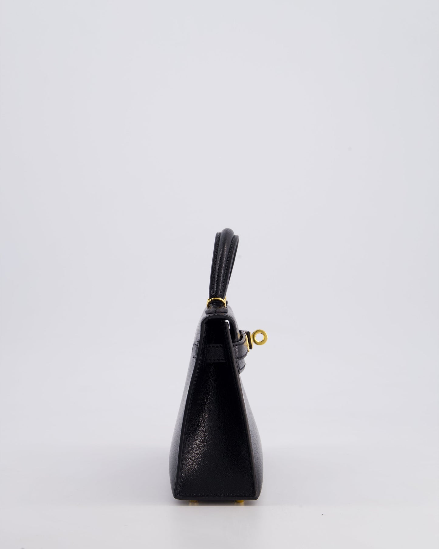 *HOT* Hermès Mini Kelly II 20cm Bag In Black Chèvre Chamkila Leather with Gold Hardware