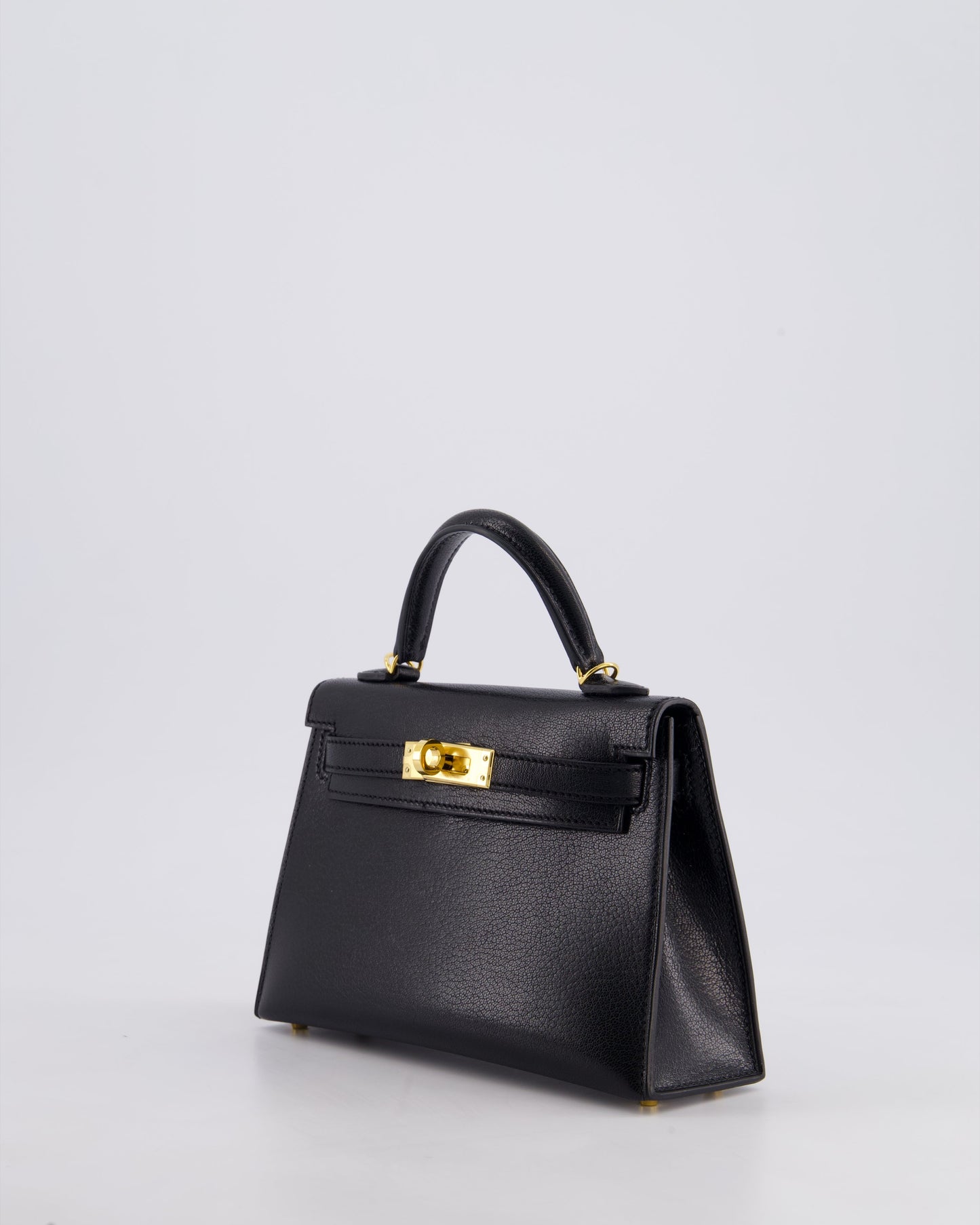 *HOT* Hermès Mini Kelly II 20cm Bag In Black Chèvre Chamkila Leather with Gold Hardware
