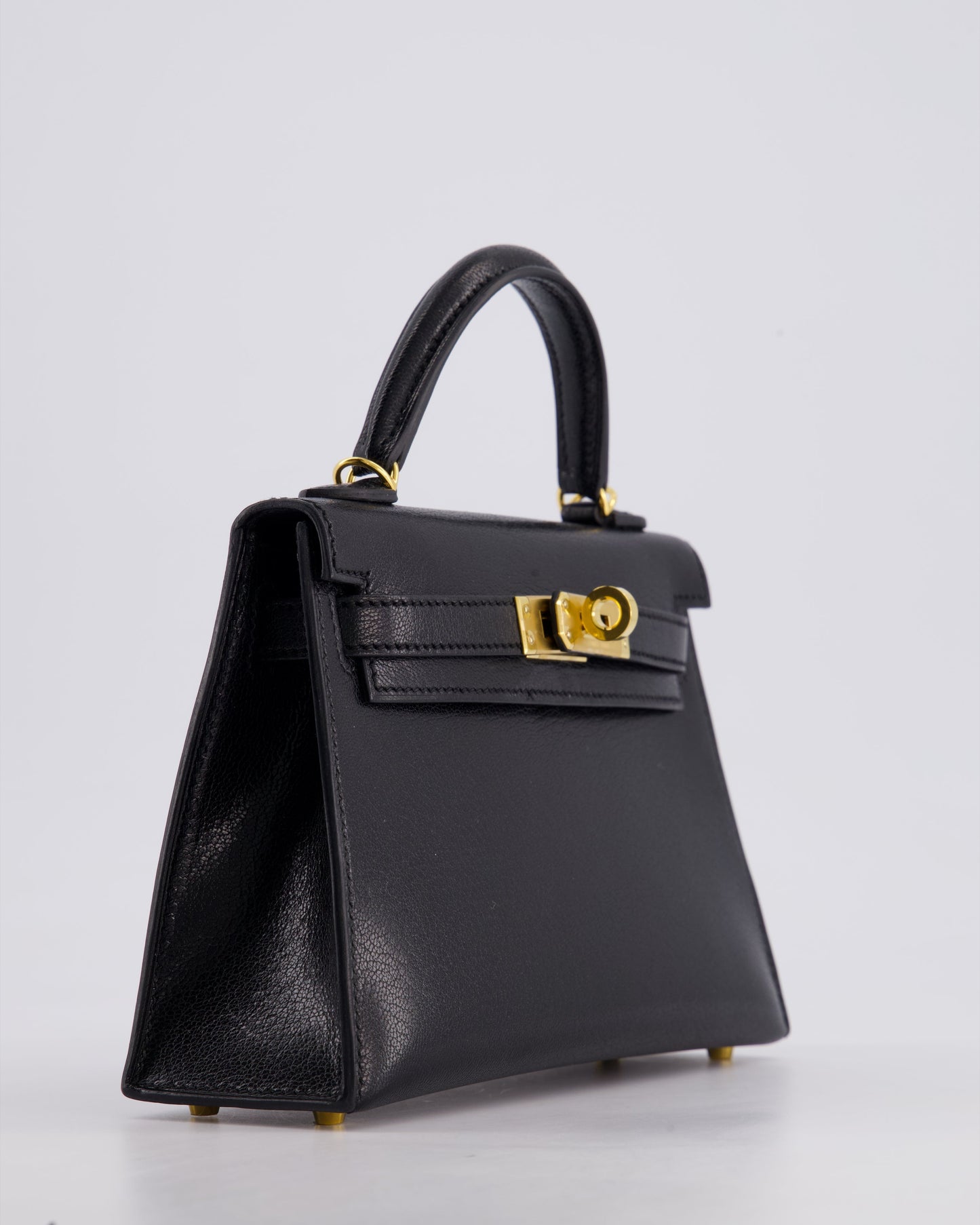 *HOT* Hermès Mini Kelly II 20cm Bag In Black Chèvre Chamkila Leather with Gold Hardware