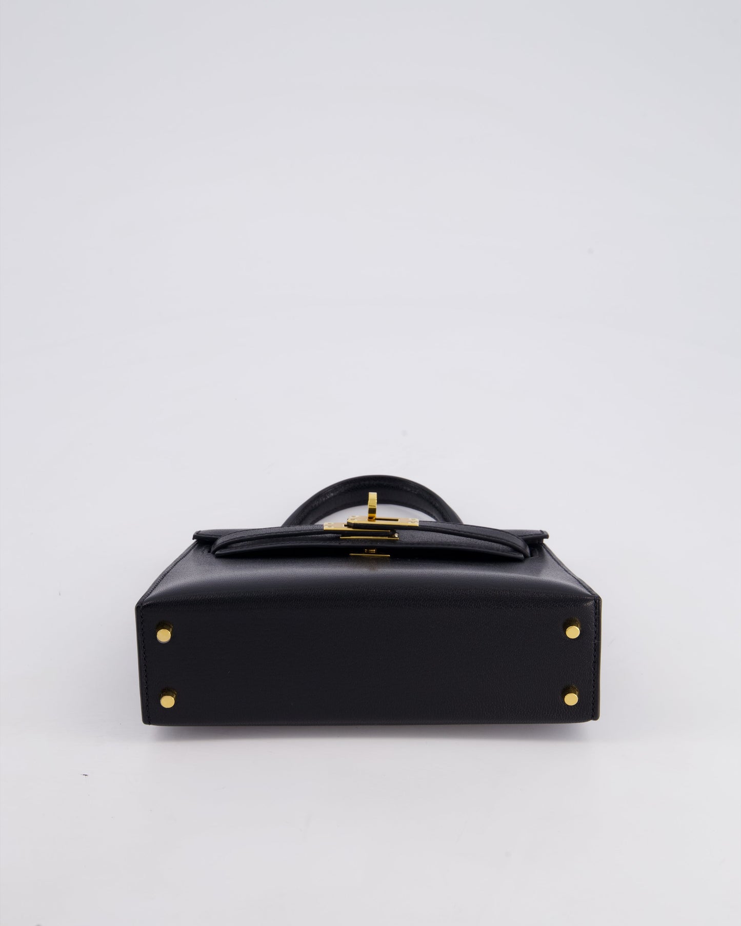 *HOT* Hermès Mini Kelly II 20cm Bag In Black Chèvre Chamkila Leather with Gold Hardware