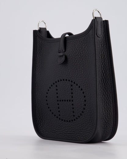 Hermès Mini Evelyne 16 Bag in Noir Clemence Leather with Palladium Hardware