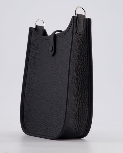 Hermès Mini Evelyne 16 Bag in Noir Clemence Leather with Palladium Hardware