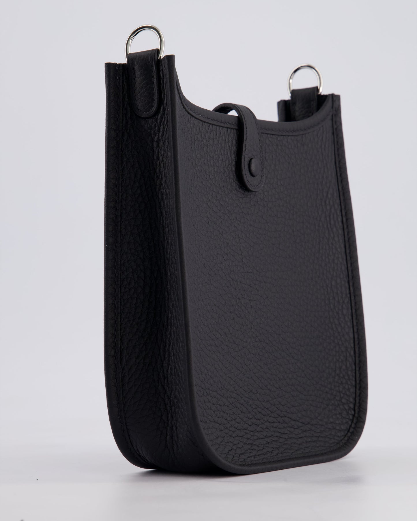 Hermès Mini Evelyne 16 Bag in Noir Clemence Leather with Palladium Hardware