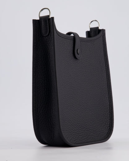 Hermès Mini Evelyne 16 Bag in Noir Clemence Leather with Palladium Hardware