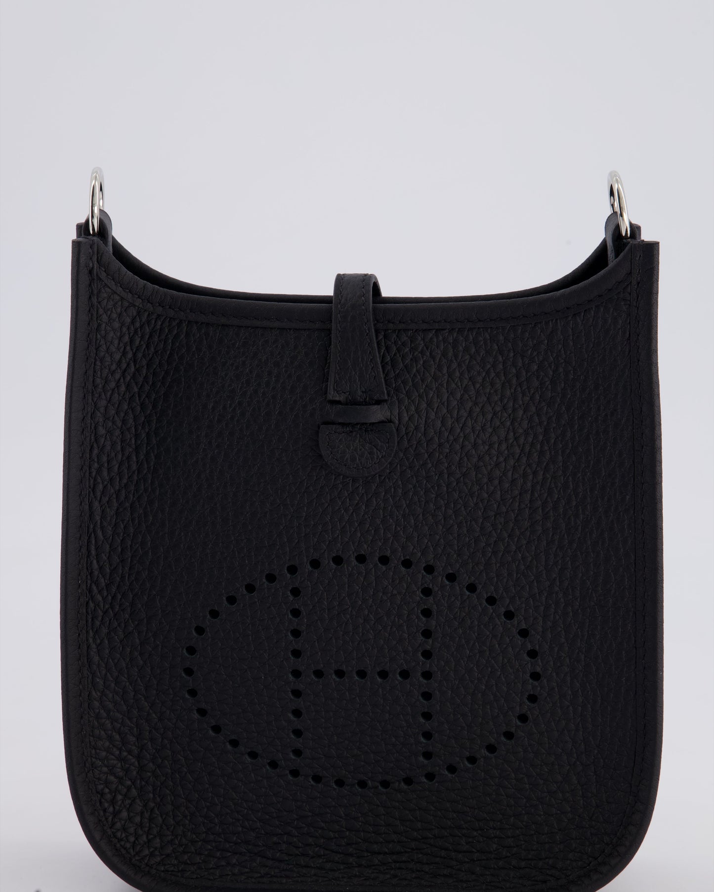 Hermès Mini Evelyne 16 Bag in Noir Clemence Leather with Palladium Hardware