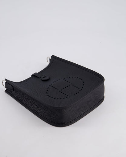 Hermès Mini Evelyne 16 Bag in Noir Clemence Leather with Palladium Hardware