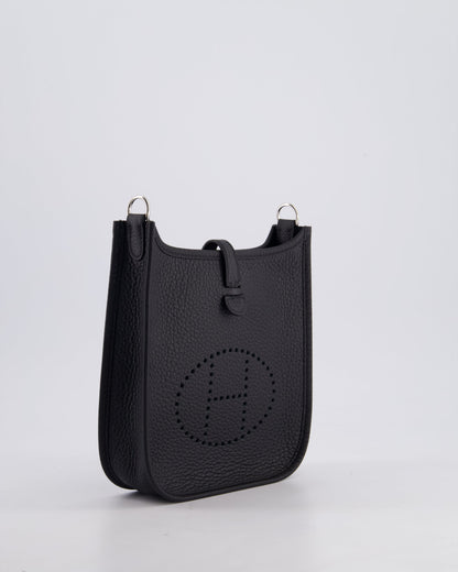 Hermès Mini Evelyne 16 Bag in Noir Clemence Leather with Palladium Hardware