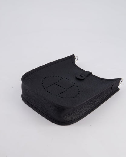 Hermès Mini Evelyne 16 Bag in Noir Clemence Leather with Palladium Hardware