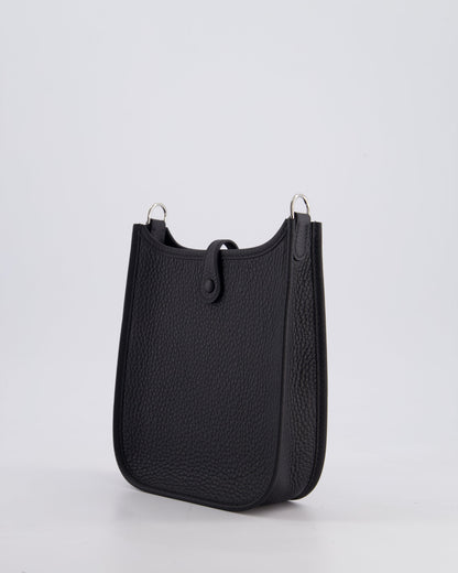 Hermès Mini Evelyne 16 Bag in Noir Clemence Leather with Palladium Hardware