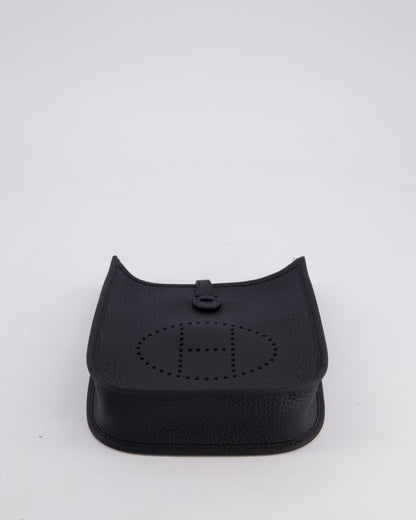 Hermès Mini Evelyne 16 Bag in Noir Clemence Leather with Palladium Hardware