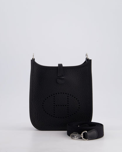 Hermès Mini Evelyne 16 Bag in Noir Clemence Leather with Palladium Hardware