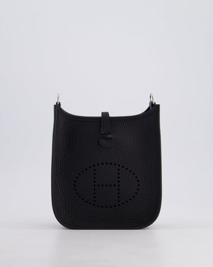 Hermès Mini Evelyne 16 Bag in Noir Clemence Leather with Palladium Hardware