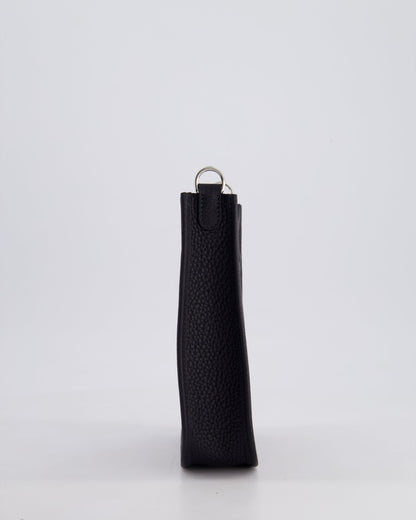 Hermès Mini Evelyne 16 Bag in Caban Clemence Leather with Palladium Hardware & Blue Zanzibar/Caban Wool Strap