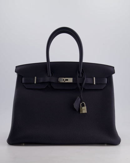 *HOT* Hermès Birkin 35cm Bag in Bleu Nuit Retourne Togo Leather with Palladium Hardware