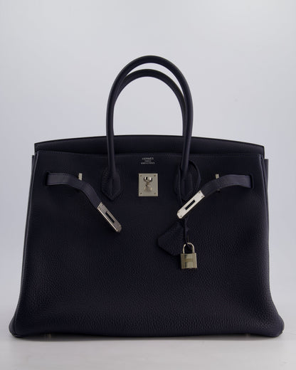 *HOT* Hermès Birkin 35cm Bag in Bleu Nuit Retourne Togo Leather with Palladium Hardware