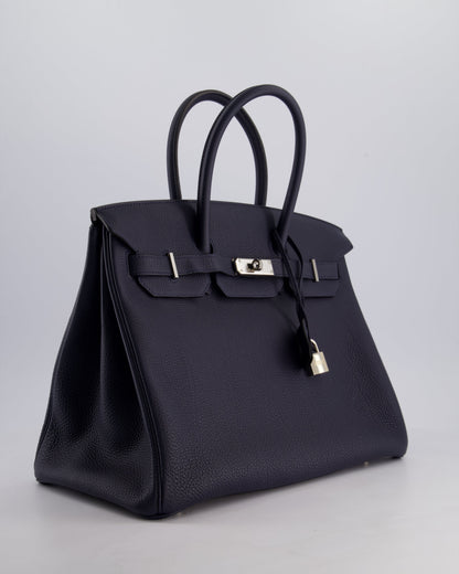 *HOT* Hermès Birkin 35cm Bag in Bleu Nuit Retourne Togo Leather with Palladium Hardware