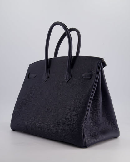 *HOT* Hermès Birkin 35cm Bag in Bleu Nuit Retourne Togo Leather with Palladium Hardware
