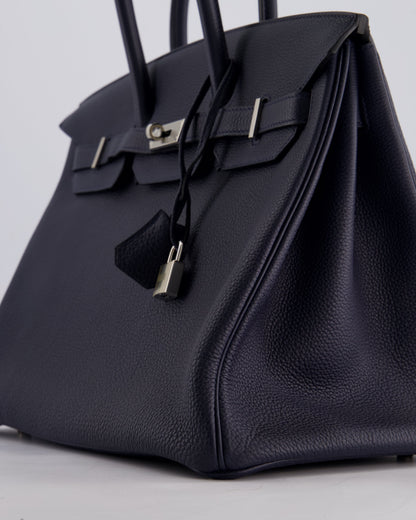 *HOT* Hermès Birkin 35cm Bag in Bleu Nuit Retourne Togo Leather with Palladium Hardware