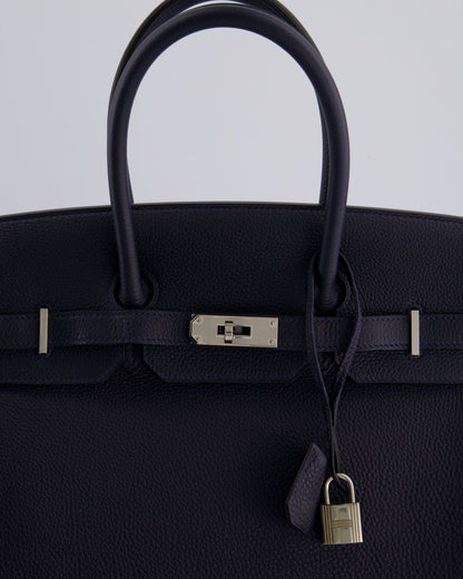 *HOT* Hermès Birkin 35cm Bag in Bleu Nuit Retourne Togo Leather with Palladium Hardware