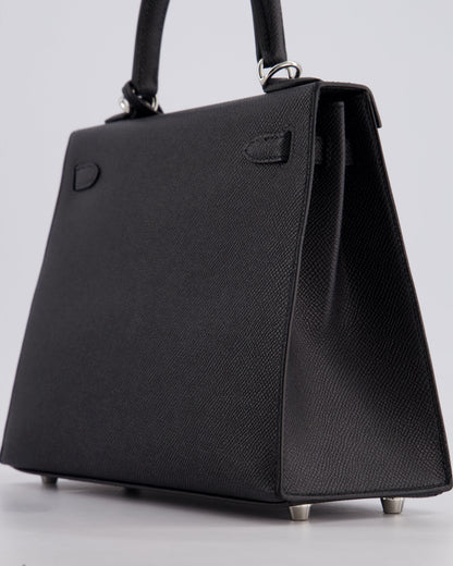 Hermès Kelly Bag Sellier 25cm in Noir Epsom Leather with Palladium Hardware