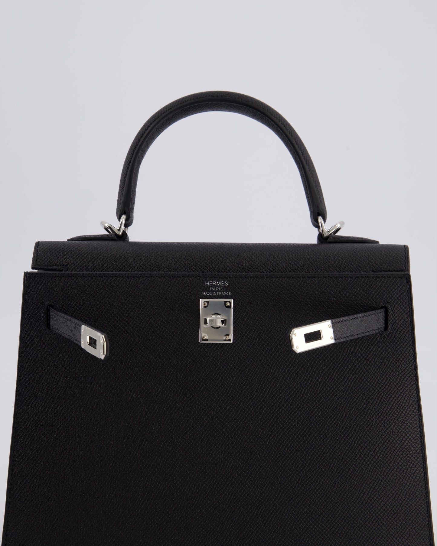Hermès Kelly Bag Sellier 25cm in Noir Epsom Leather with Palladium Hardware