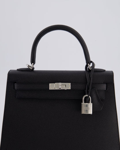 Hermès Kelly Bag Sellier 25cm in Noir Epsom Leather with Palladium Hardware