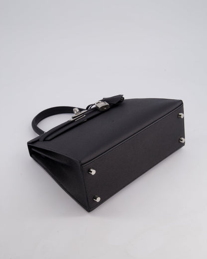 Hermès Kelly Bag Sellier 25cm in Noir Epsom Leather with Palladium Hardware