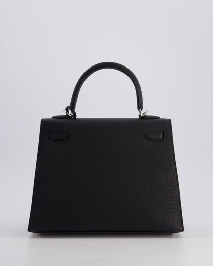 Hermès Kelly Bag Sellier 25cm in Noir Epsom Leather with Palladium Hardware