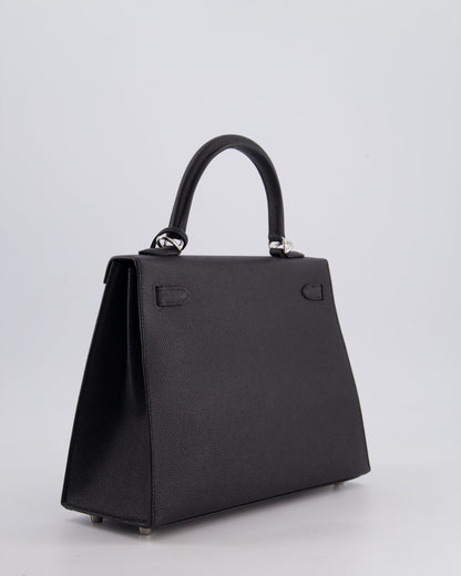 Hermès Kelly Bag Sellier 25cm in Noir Epsom Leather with Palladium Hardware