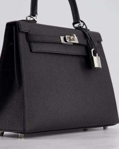 Hermès Kelly Bag Sellier 25cm in Noir Epsom Leather with Palladium Hardware
