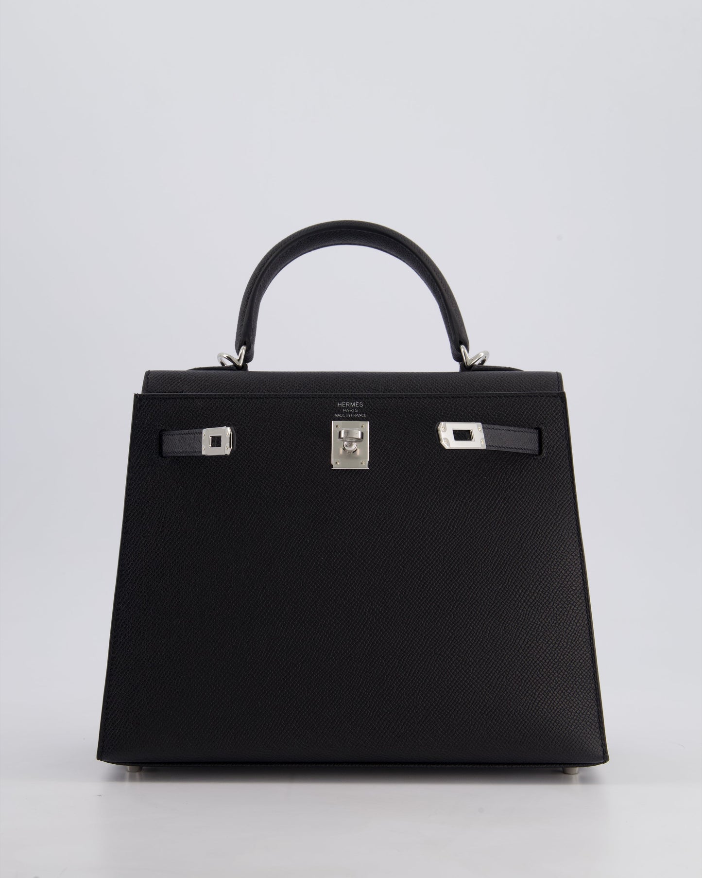 Hermès Kelly Bag Sellier 25cm in Noir Epsom Leather with Palladium Hardware