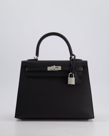 Hermès Kelly Bag Sellier 25cm in Noir Epsom Leather with Palladium Hardware