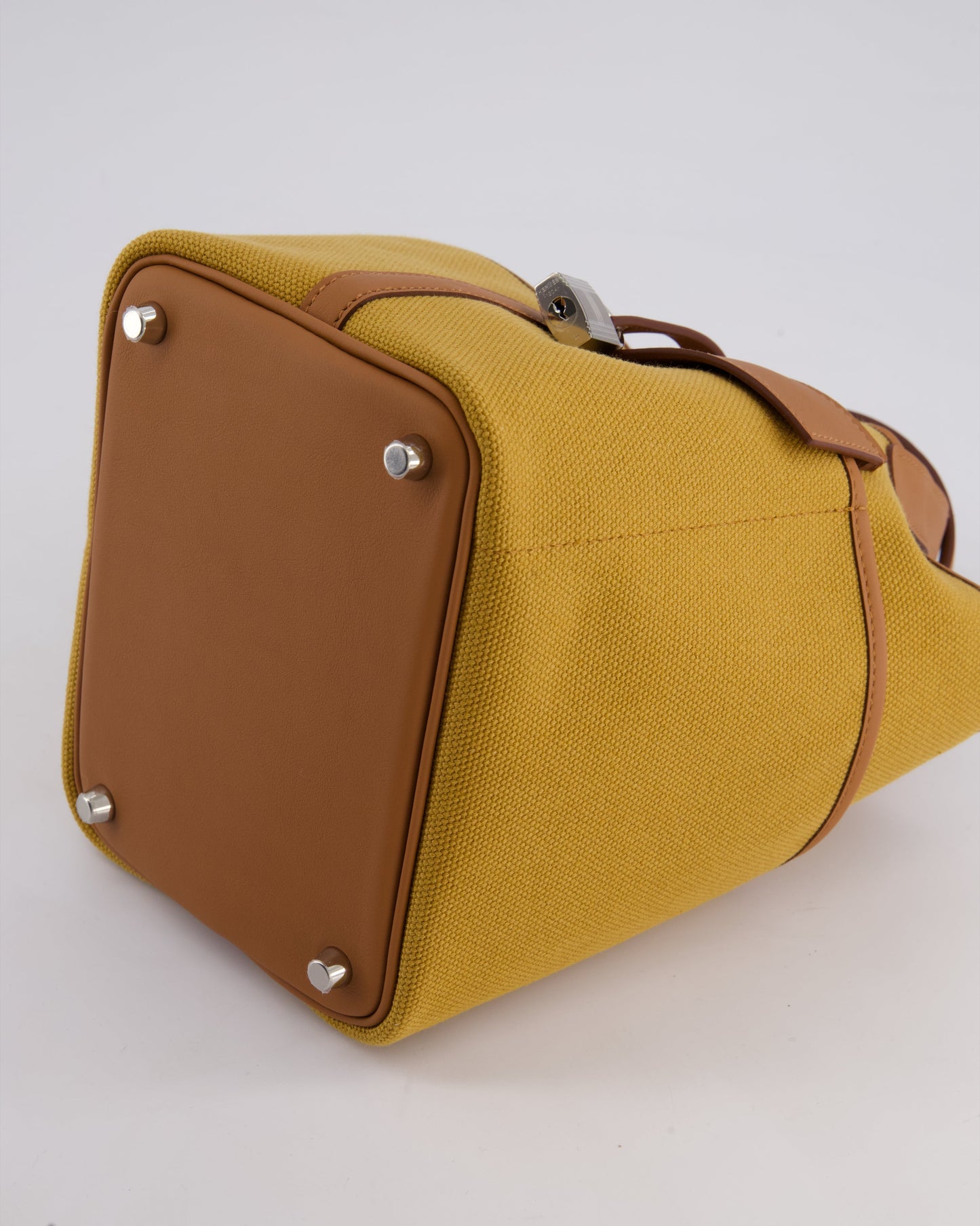 Hermes Picotin 18cm Pocket Cargo in Desert Toile Goeland Canvas and Gold Swift Leather with Palladium Hardware