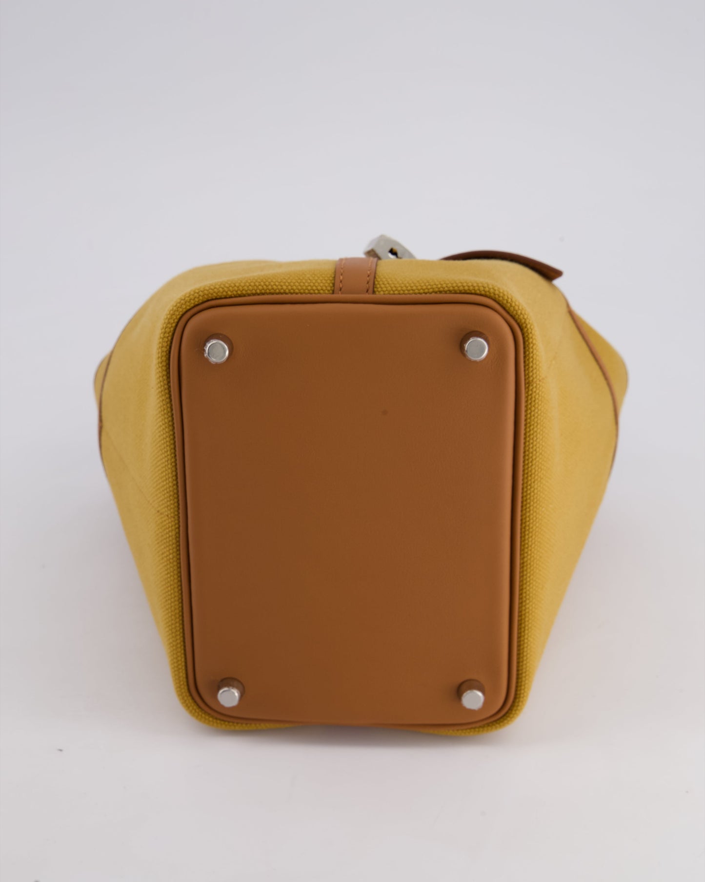 Hermes Picotin 18cm Pocket Cargo in Desert Toile Goeland Canvas and Gold Swift Leather with Palladium Hardware